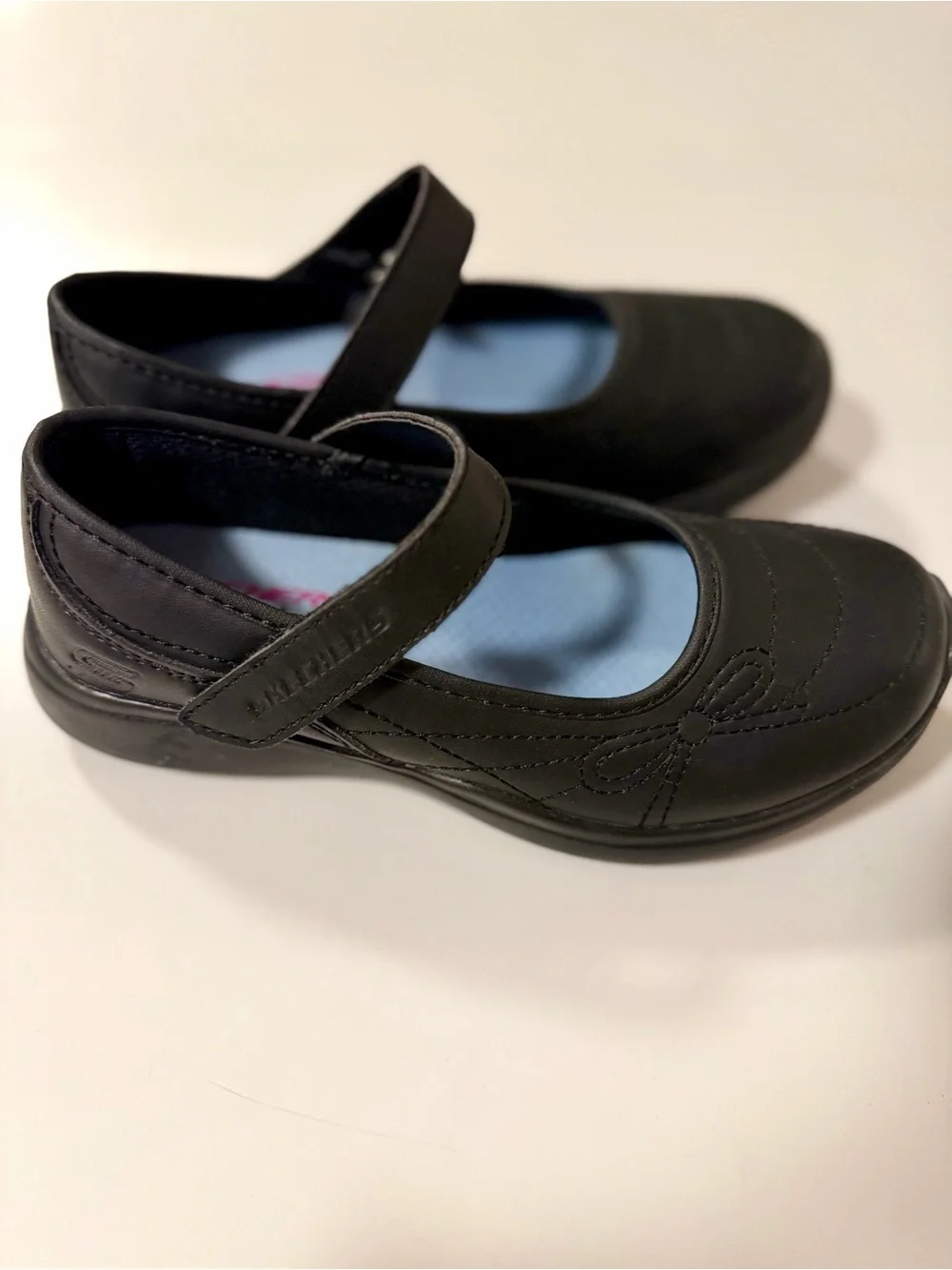 Skechers Black Mary Jane School Shoes with Light Blue Insole- SZ 1 NWOT